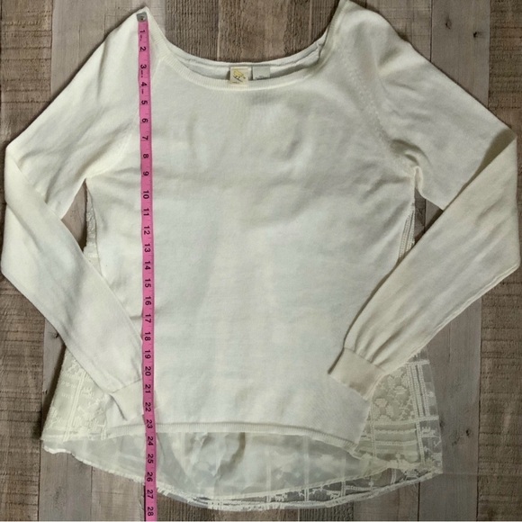 Anthropologie Little Yellow Bird Avery White Lace Longsleeve Top Sweater Med. - Picture 10 of 12